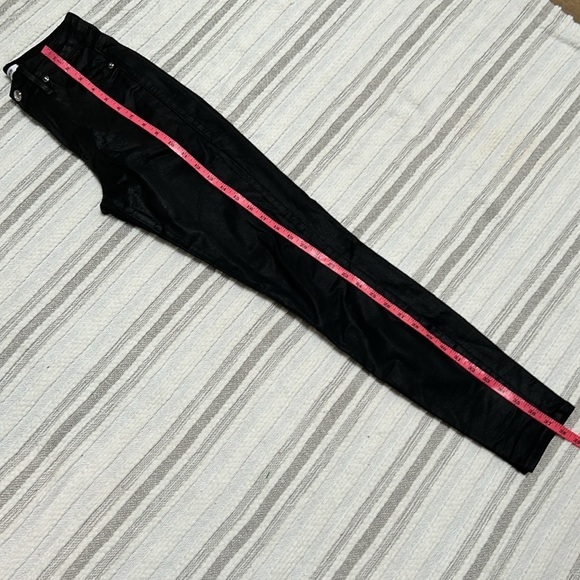 Good American Coated Black Slim Straight Jeans High Rise Pants 24 Night Out - Picture 13 of 15